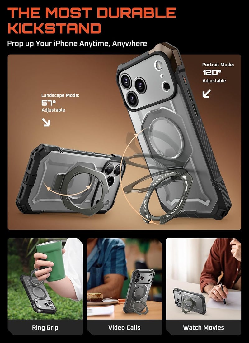 SupCase for iPhone 17 Pro Max Case with Kickstand (Unicorn Beetle Grip), [Camera Control Cover] [Compatible with MagSafe] [Military-Grade Drop Protection] Heavy Duty Magnetic Phone Case, Gray - Image 4